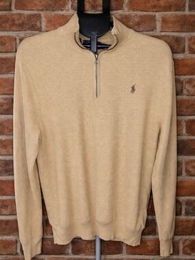 Polo by Ralph Lauren Beige Zip-Neck Knit Sweater